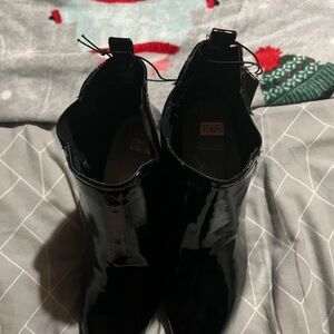 F&F Women's Shiny Black Heeled Boots